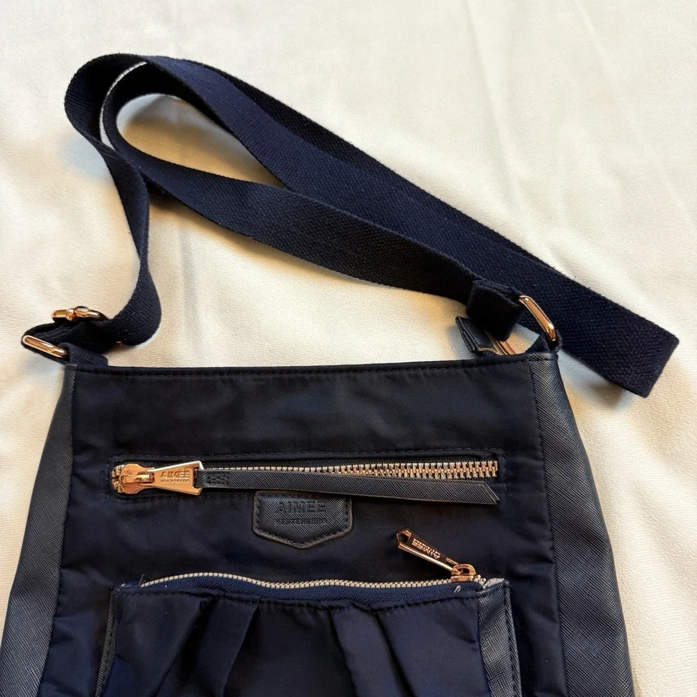 Aimee Kestenberg Women's Messenger Bag Dark Blue‎ Nylon Crossbody Bag EUC